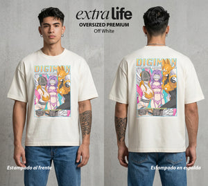 El Mundo Digital | Digimon Waifus del Corazon #01326 - Playera Oversized Premium | Off White - Foto en modelo