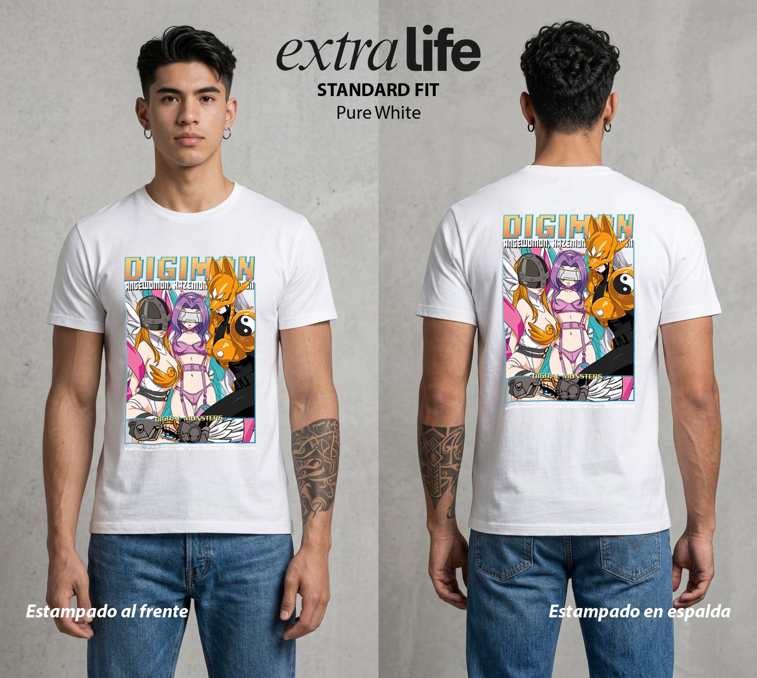 El Mundo Digital | Digimon Waifus del Corazon #01326 - Playera Standard Fit | Pure White - Foto en modelo