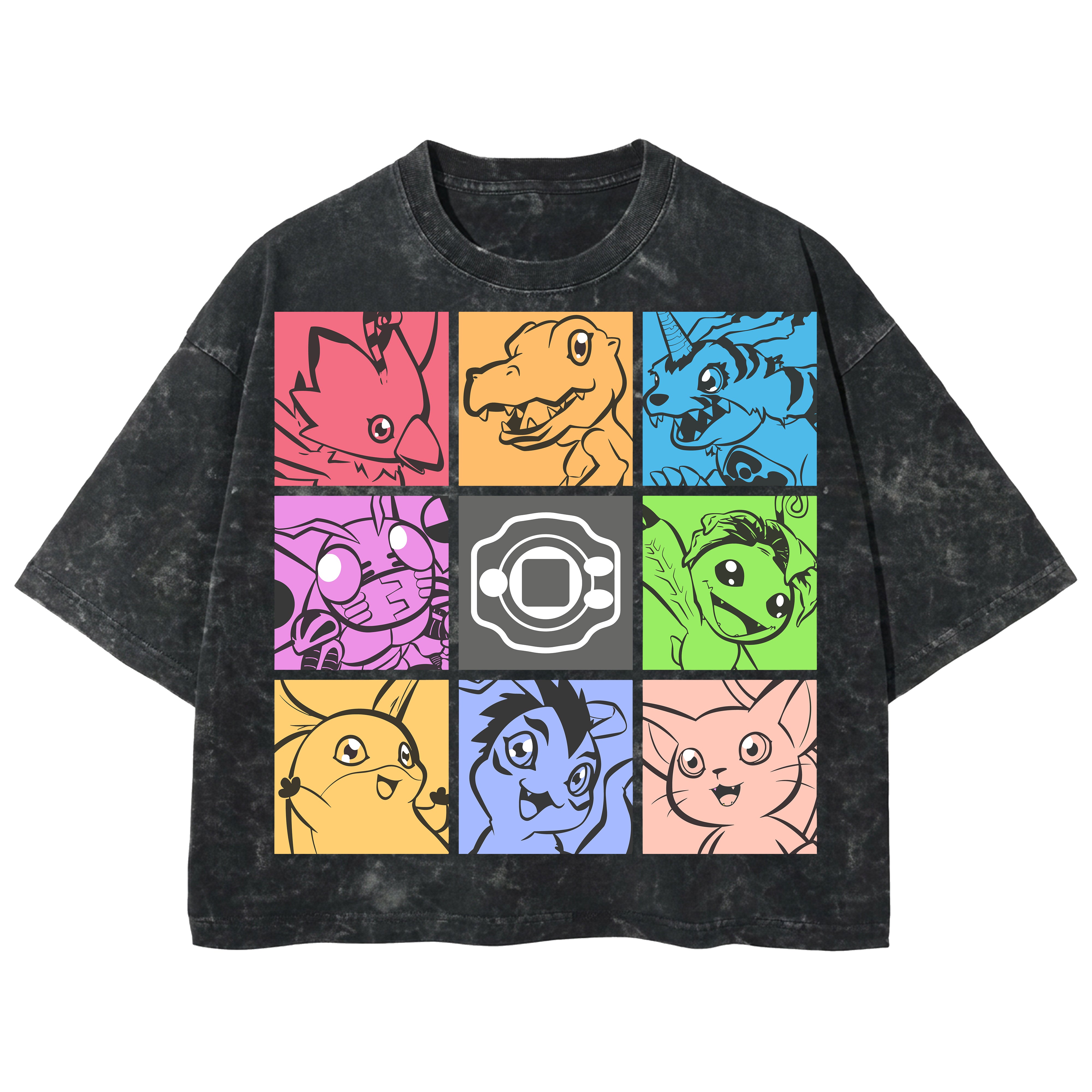 Playera streetwear premium de anime y gaming ExtraLife MX, corte boxy deluxe mineral wash heavyweight en color Acid Wash, moda urbana mexicana de culto.