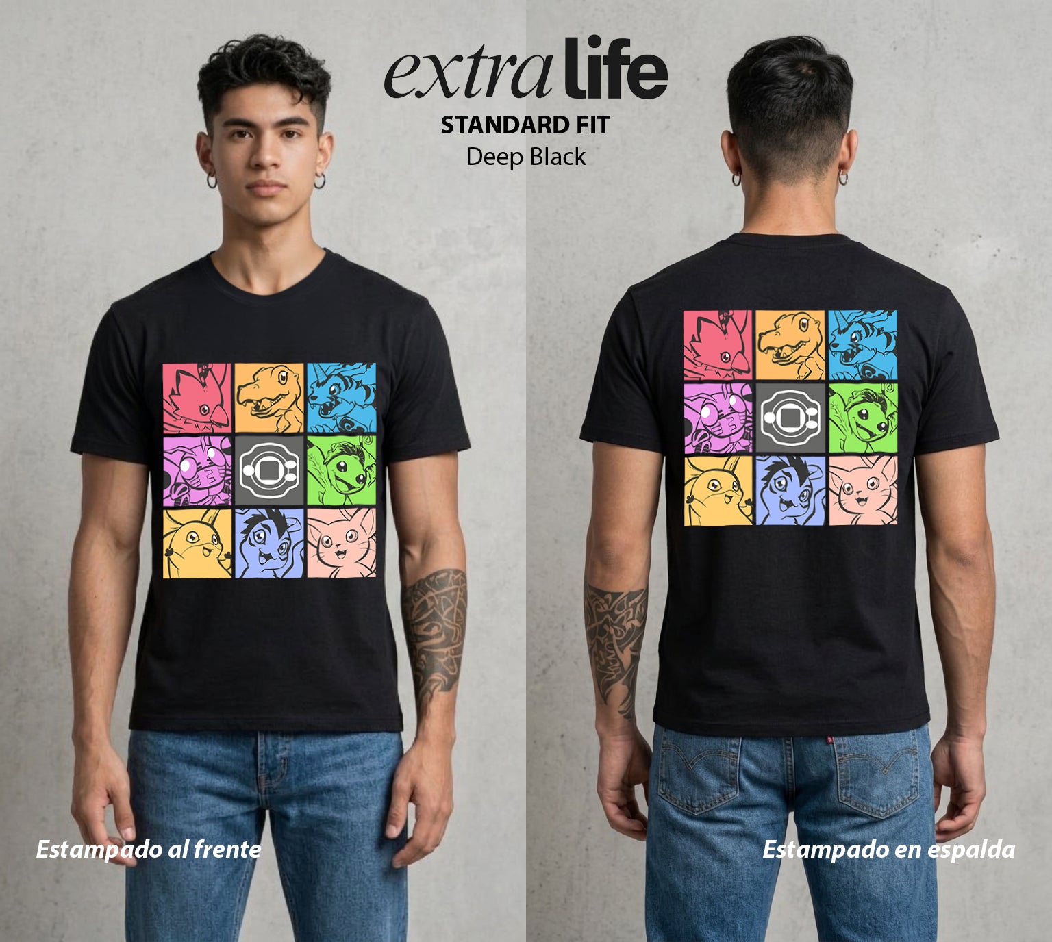 El Mundo Digital | Digimon #01327 - Playera Standard Fit | Deep Black - Foto en modelo