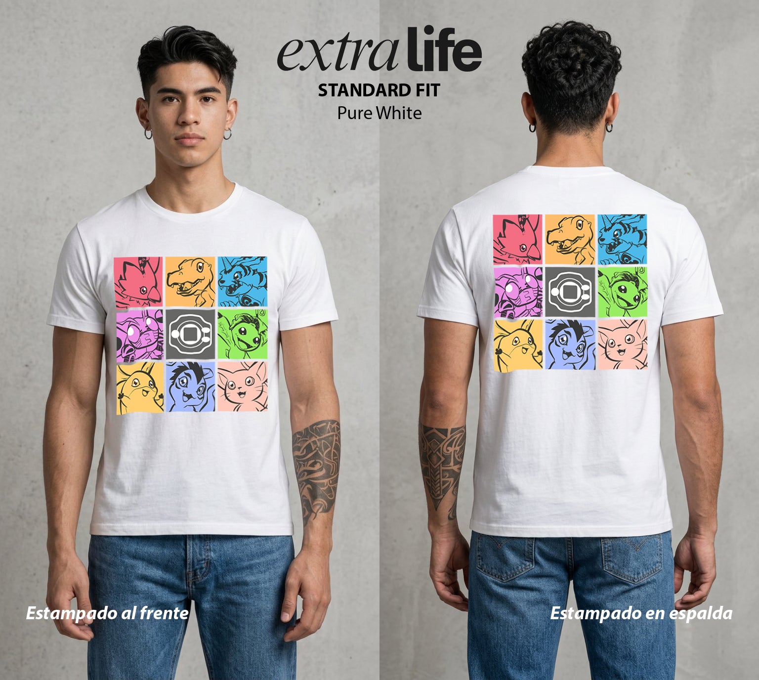 El Mundo Digital | Digimon #01327 - Playera Standard Fit | Pure White - Foto en modelo