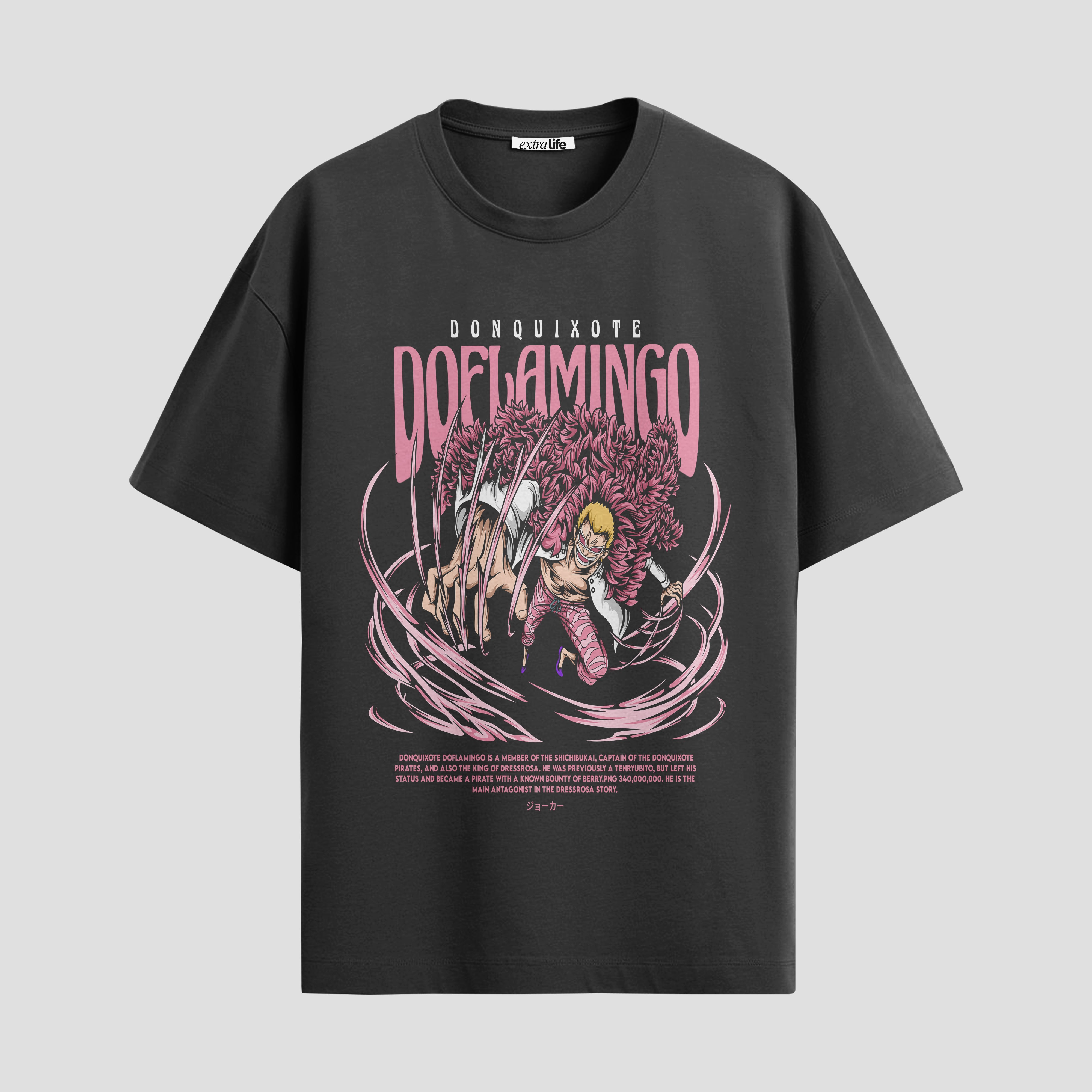 Playera urbana de anime y gaming ExtraLife MX, corte Standard Fit unisex ligero y transpirable en color Deep Black y Pure White, ropa de uso diario para gym y casual.