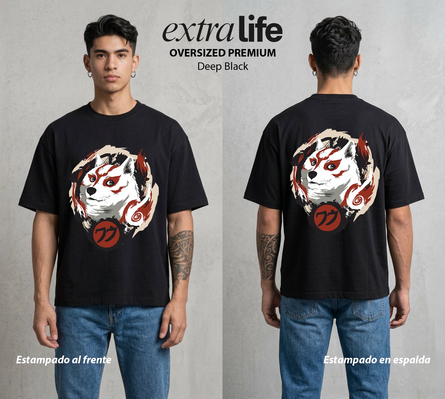 El Pincel Divino | La Diosa del Sol #01329 - Playera Oversized Premium | Deep Black - Foto en modelo