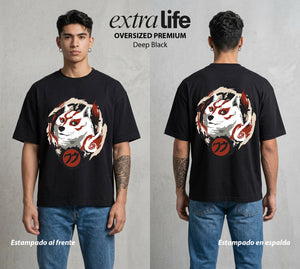 El Pincel Divino | La Diosa del Sol #01329 - Playera Oversized Premium | Deep Black - Foto en modelo
