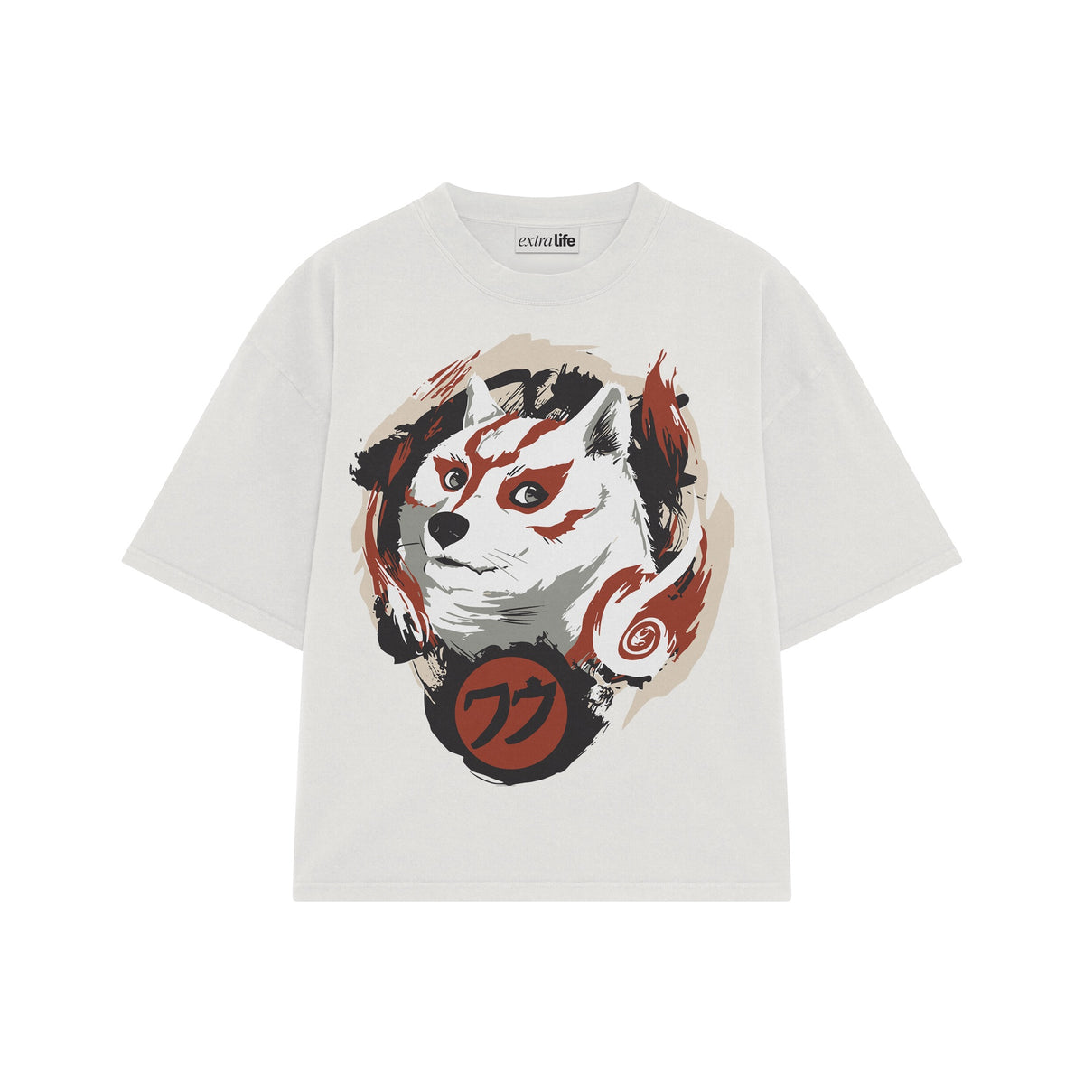 Playera streetwear premium de anime y gaming ExtraLife MX, corte oversized drop shoulder ligero y fresco en color Deep Black y Off-White, moda urbana mexicana de culto.