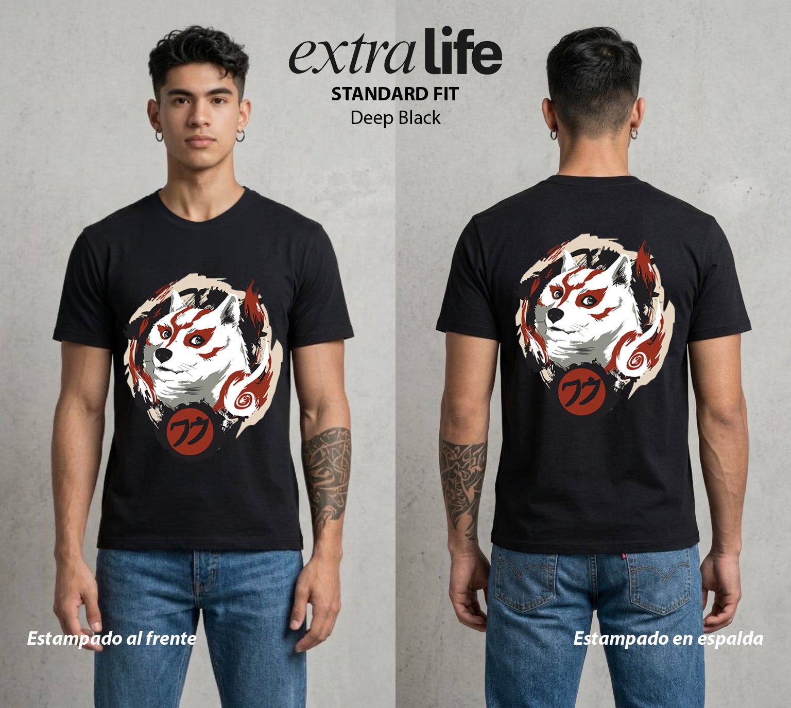 El Pincel Divino | La Diosa del Sol #01329 - Playera Standard Fit | Deep Black - Foto en modelo