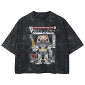 Playera streetwear premium de anime y gaming ExtraLife MX, corte boxy deluxe mineral wash heavyweight en color Acid Wash, moda urbana mexicana de culto.