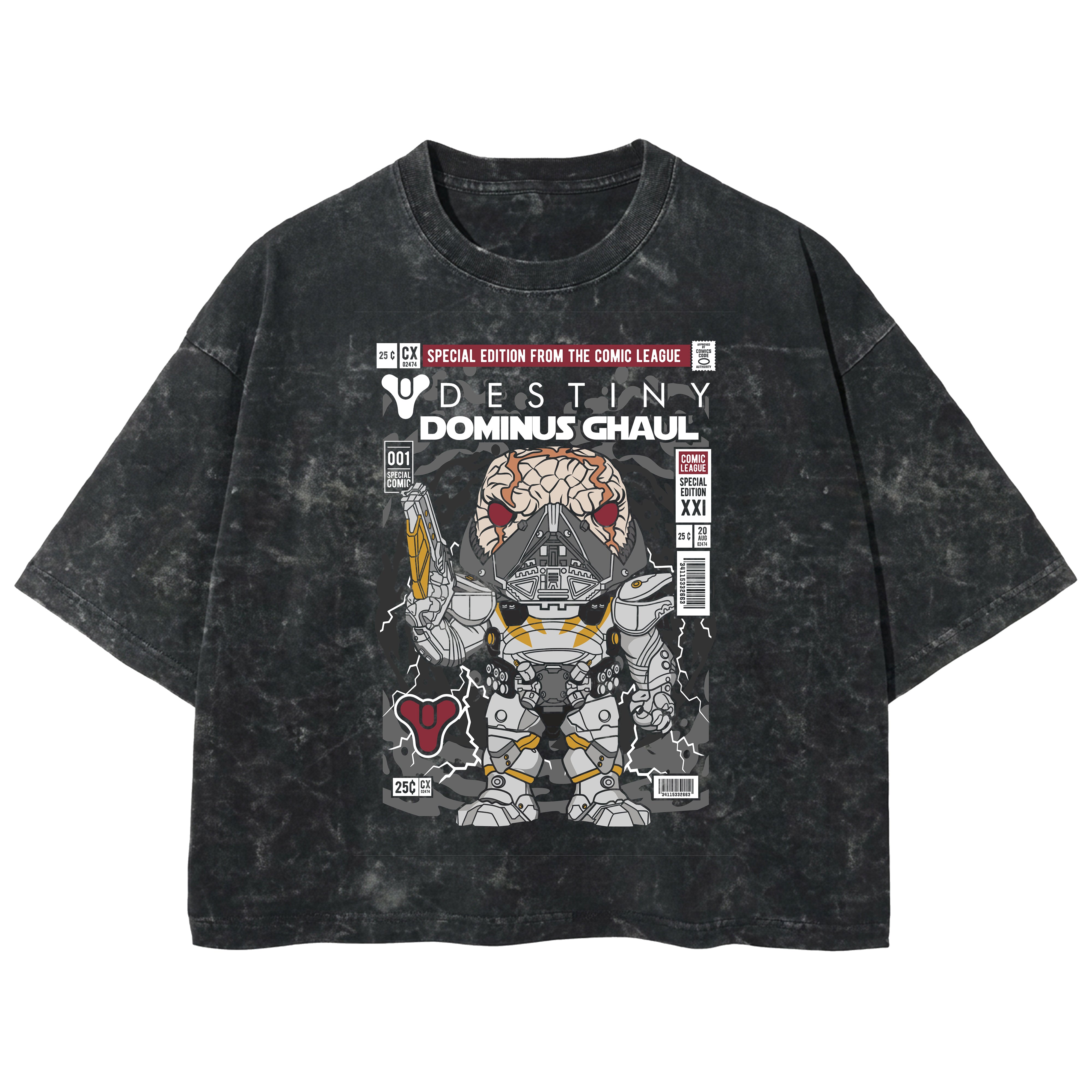 Playera streetwear premium de anime y gaming ExtraLife MX, corte boxy deluxe mineral wash heavyweight en color Acid Wash, moda urbana mexicana de culto.