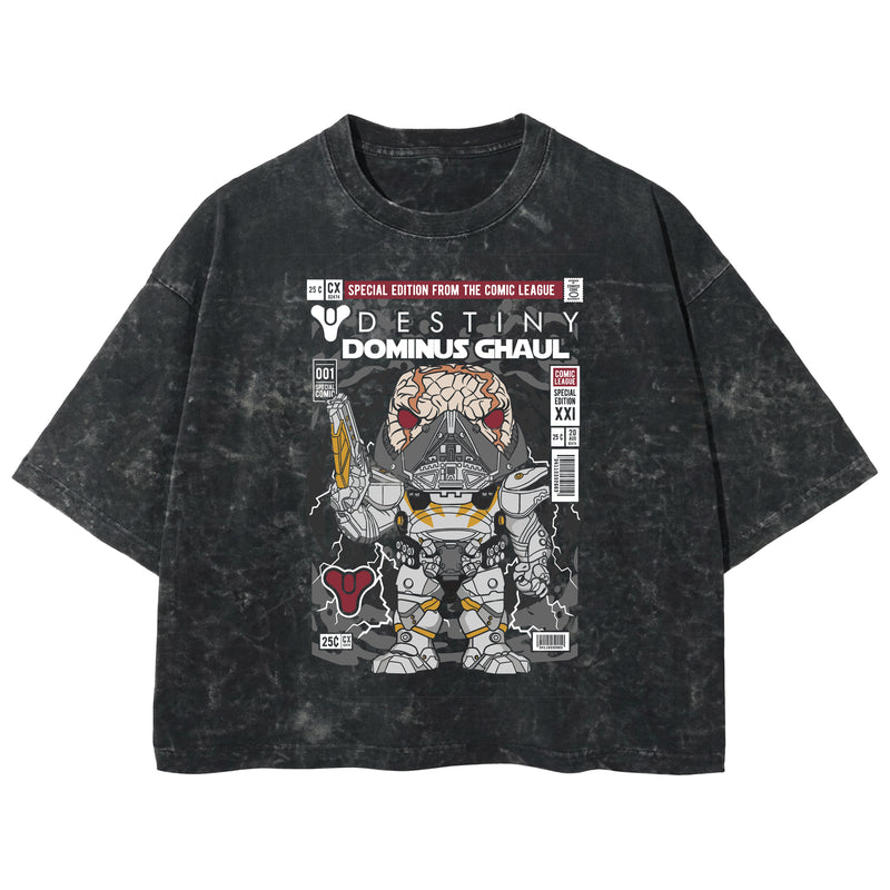 Playera streetwear premium de anime y gaming ExtraLife MX, corte boxy deluxe mineral wash heavyweight en color Acid Wash, moda urbana mexicana de culto.