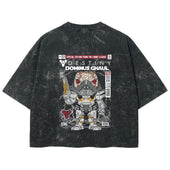 Playera streetwear premium de anime y gaming ExtraLife MX, corte boxy deluxe mineral wash heavyweight en color Acid Wash, moda urbana mexicana de culto.