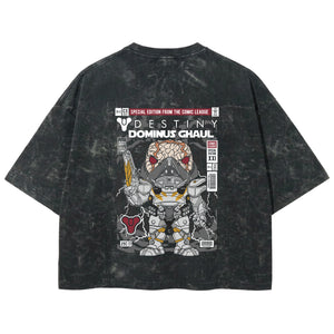 Playera streetwear premium de anime y gaming ExtraLife MX, corte boxy deluxe mineral wash heavyweight en color Acid Wash, moda urbana mexicana de culto.