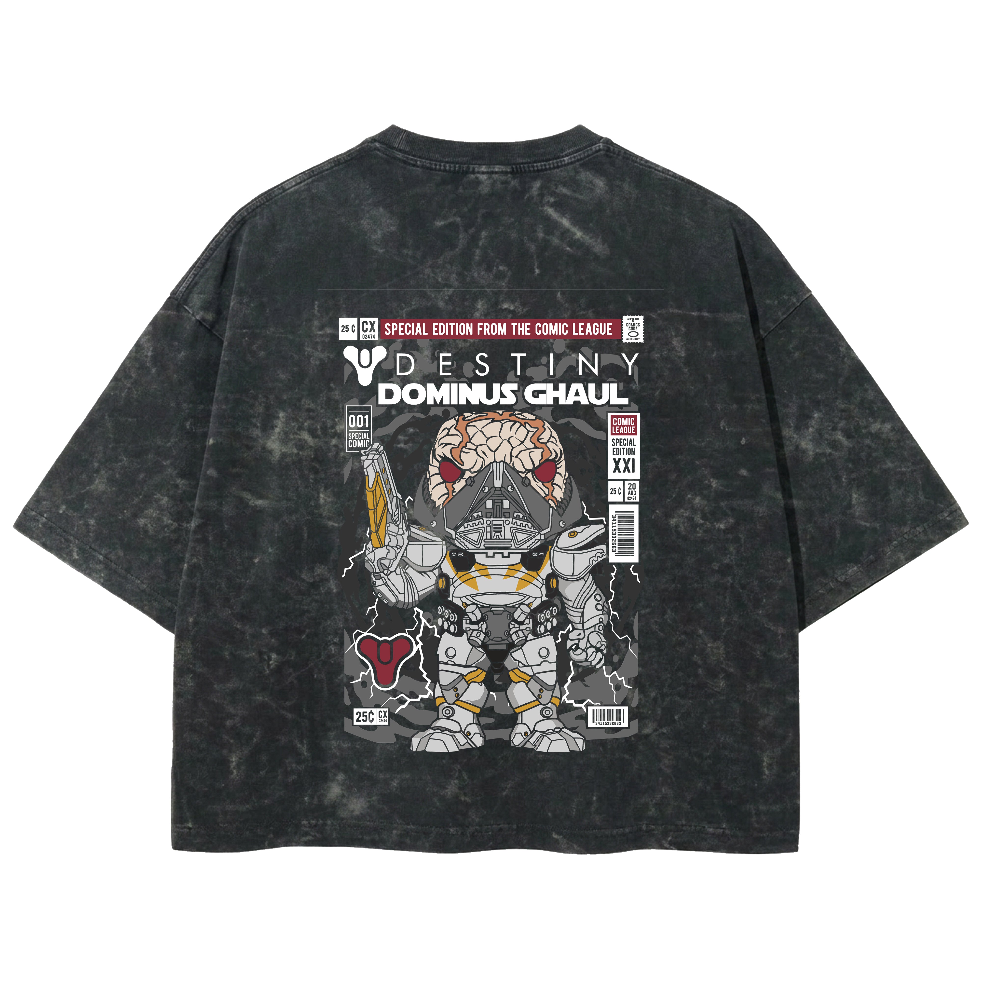 Playera streetwear premium de anime y gaming ExtraLife MX, corte boxy deluxe mineral wash heavyweight en color Acid Wash, moda urbana mexicana de culto.