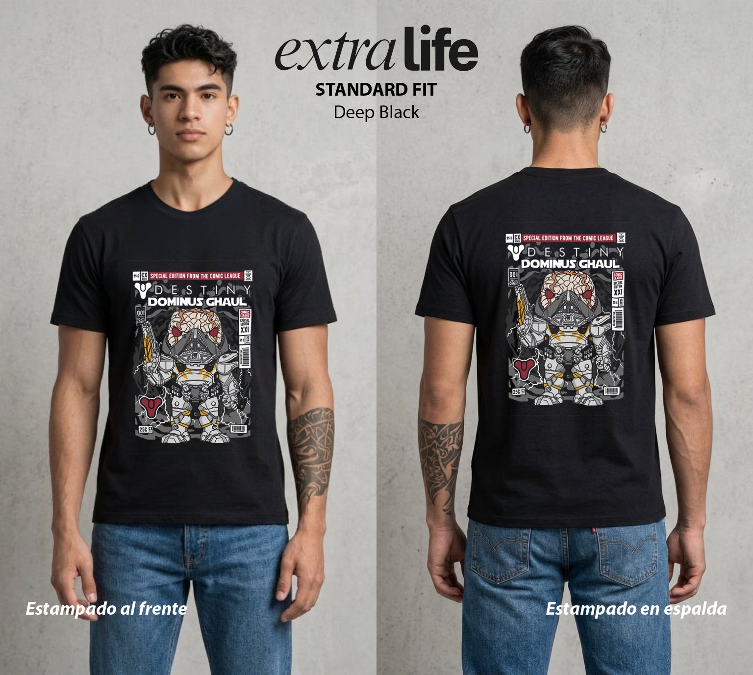 Los Guardianes del Cosmos | El Conquistador del Cosmos #01330 - Playera Standard Fit | Deep Black - Foto en modelo