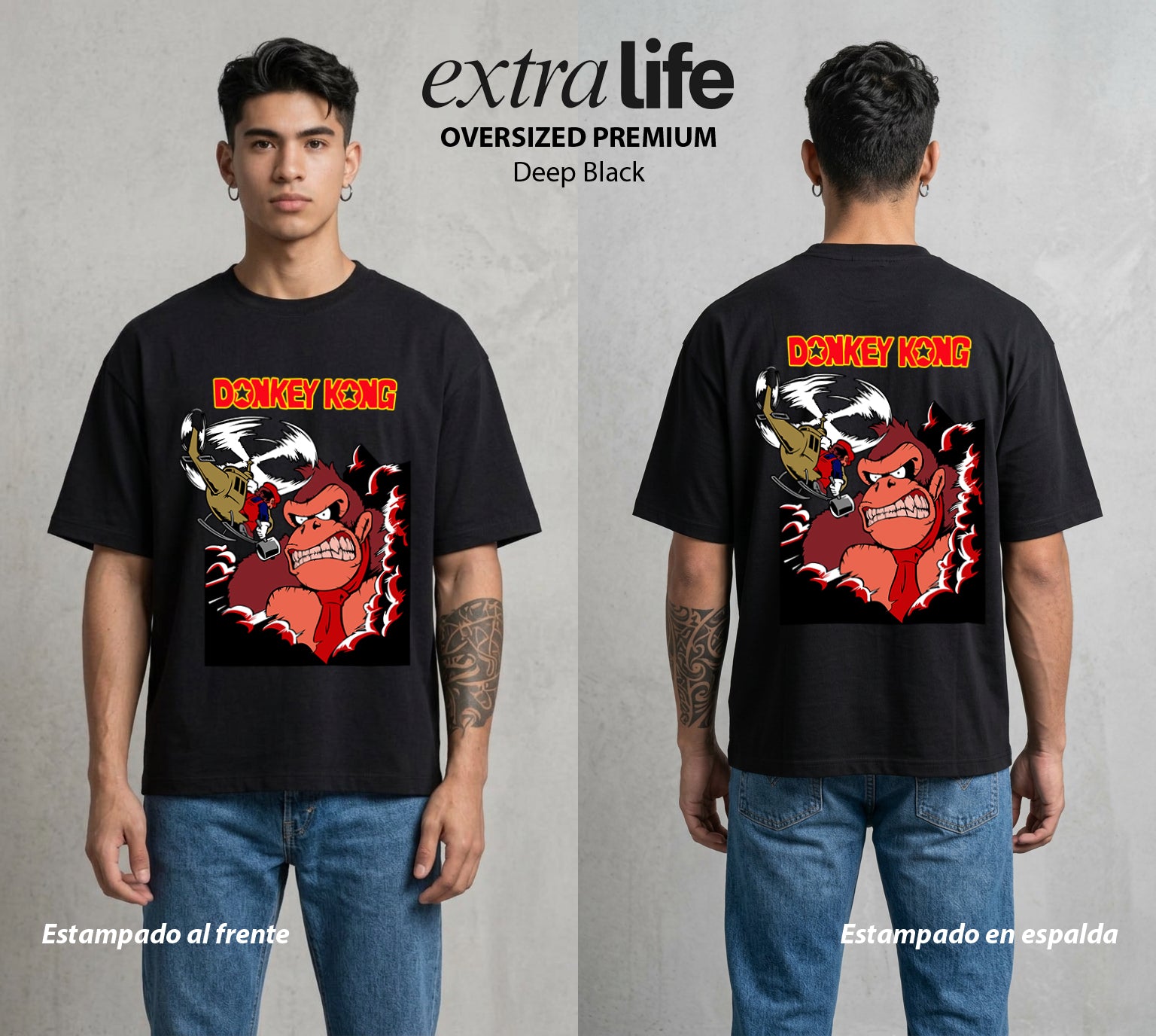 La Jungla del Simio | El Rey de la Jungla #01331 - Playera Oversized Premium | Deep Black - Foto en modelo