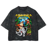 Playera streetwear premium de anime y gaming ExtraLife MX, corte boxy deluxe mineral wash heavyweight en color Acid Wash, moda urbana mexicana de culto.