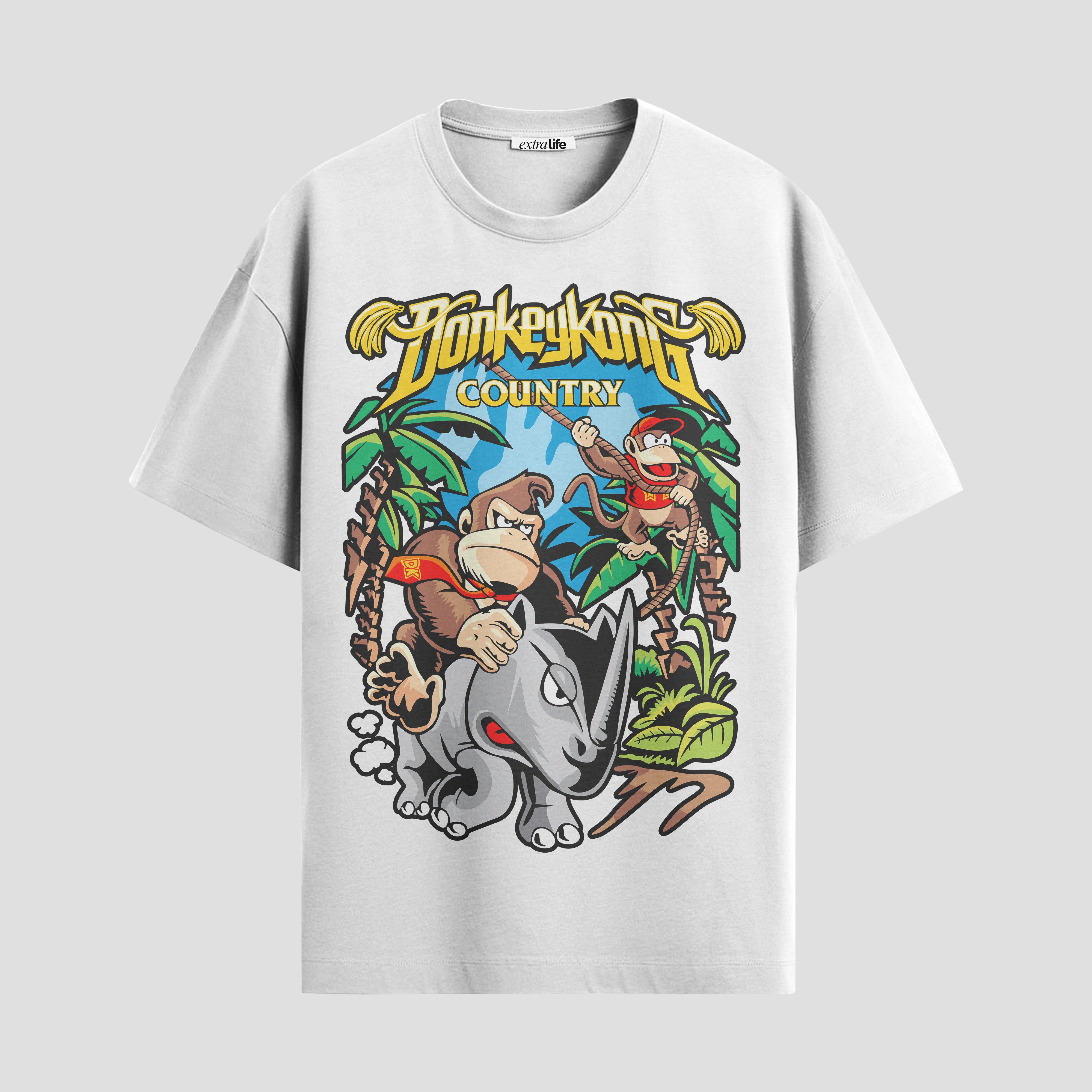 Playera urbana de anime y gaming ExtraLife MX, corte Standard Fit unisex ligero y transpirable en color Deep Black y Pure White, ropa de uso diario para gym y casual.