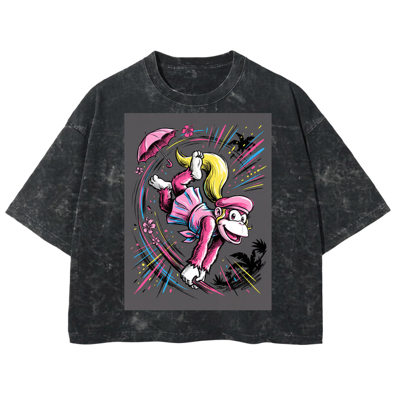 Playera streetwear premium de anime y gaming ExtraLife MX, corte boxy deluxe mineral wash heavyweight en color Acid Wash, moda urbana mexicana de culto.
