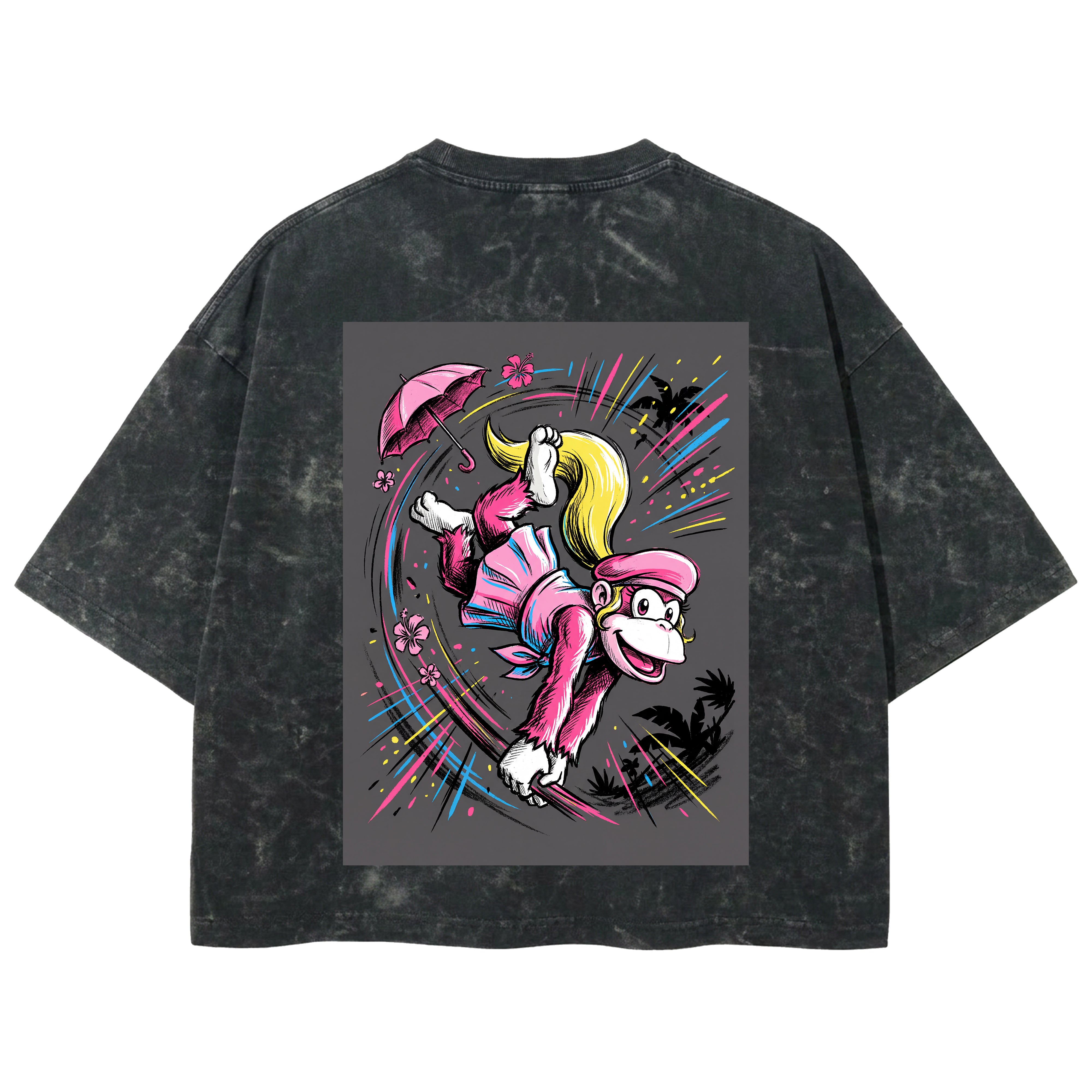 Playera streetwear premium de anime y gaming ExtraLife MX, corte boxy deluxe mineral wash heavyweight en color Acid Wash, moda urbana mexicana de culto.
