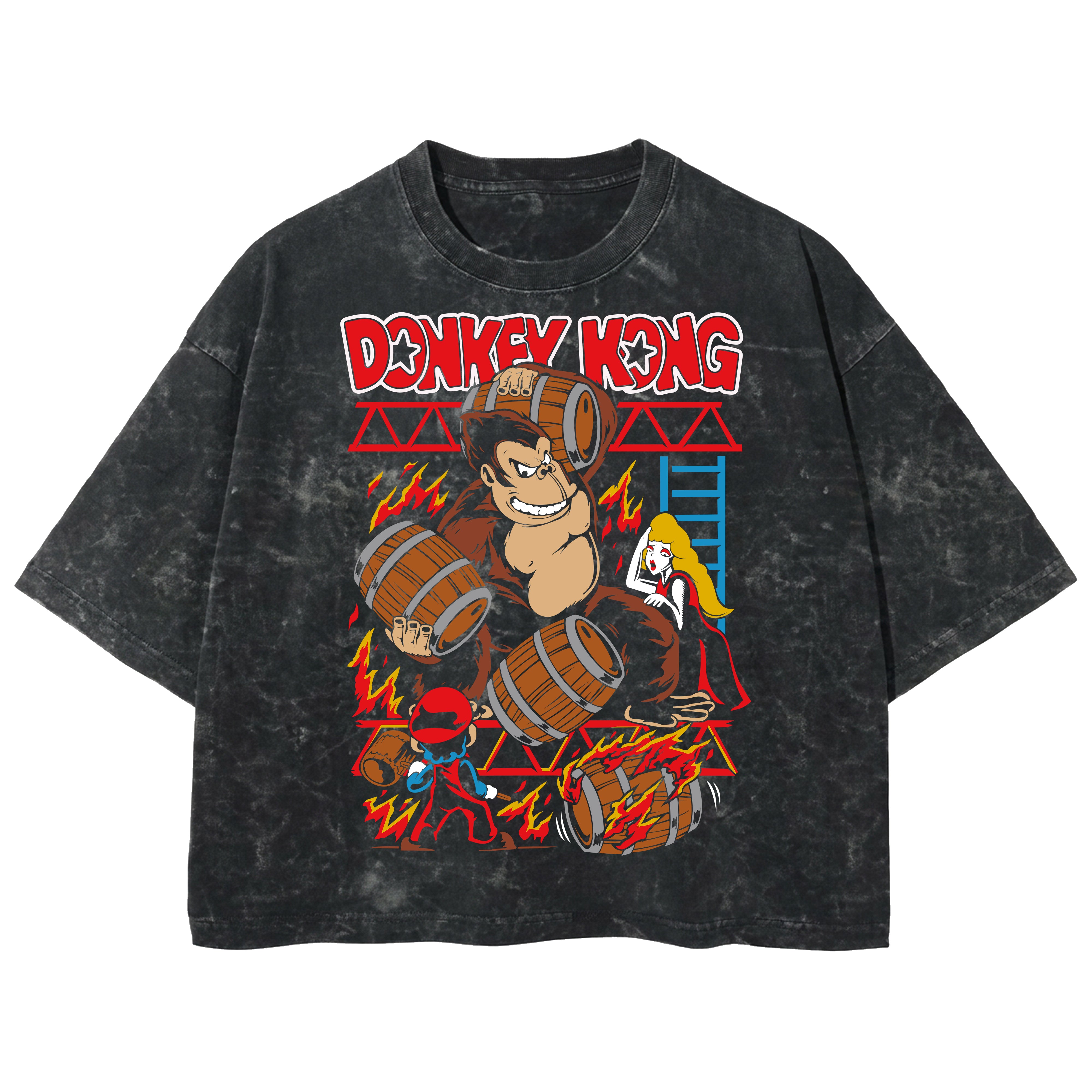 Playera streetwear premium de anime y gaming ExtraLife MX, corte boxy deluxe mineral wash heavyweight en color Acid Wash, moda urbana mexicana de culto.