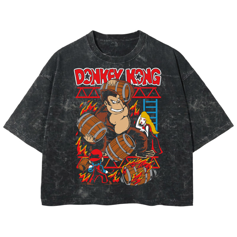 Playera streetwear premium de anime y gaming ExtraLife MX, corte boxy deluxe mineral wash heavyweight en color Acid Wash, moda urbana mexicana de culto.