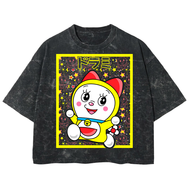 Playera streetwear premium de anime y gaming ExtraLife MX, corte boxy deluxe mineral wash heavyweight en color Acid Wash, moda urbana mexicana de culto.