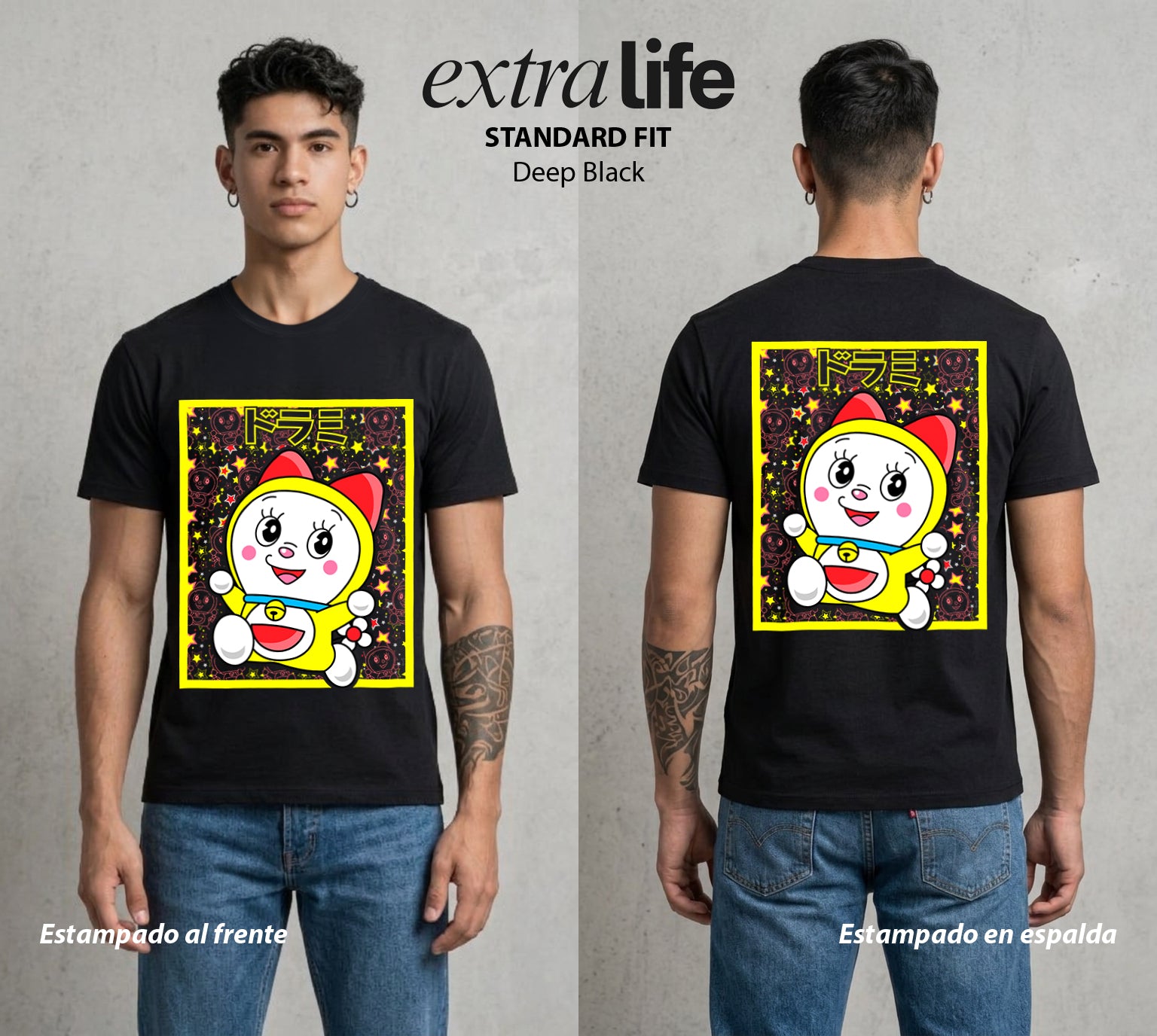 El Bolsillo del Futuro | Doraemon Dorami #01337 - Playera Standard Fit | Deep Black - Foto en modelo