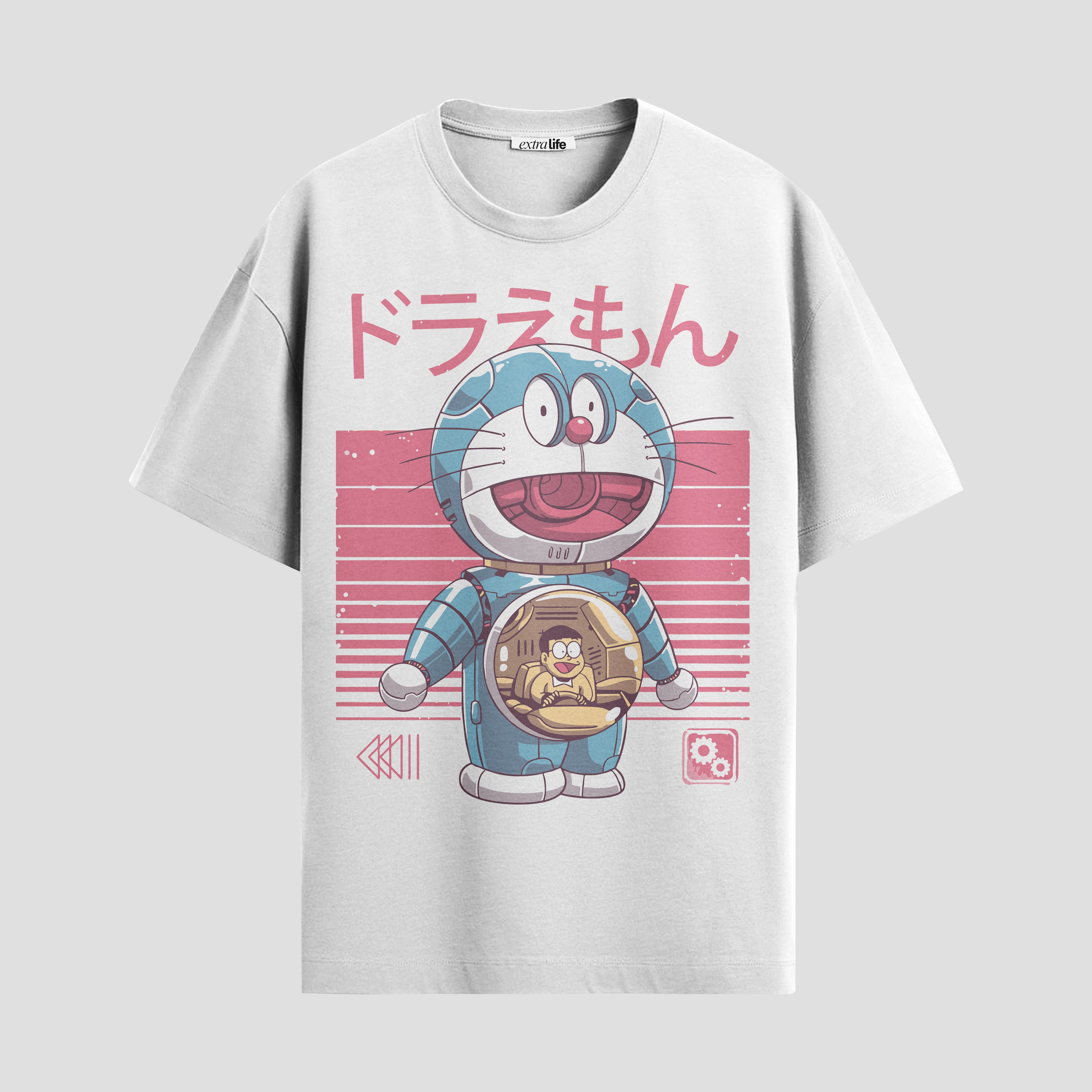 Playera urbana de anime y gaming ExtraLife MX, corte Standard Fit unisex ligero y transpirable en color Deep Black y Pure White, ropa de uso diario para gym y casual.