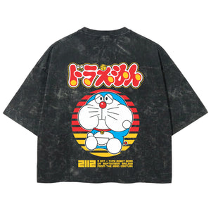Playera streetwear premium de anime y gaming ExtraLife MX, corte boxy deluxe mineral wash heavyweight en color Acid Wash, moda urbana mexicana de culto.