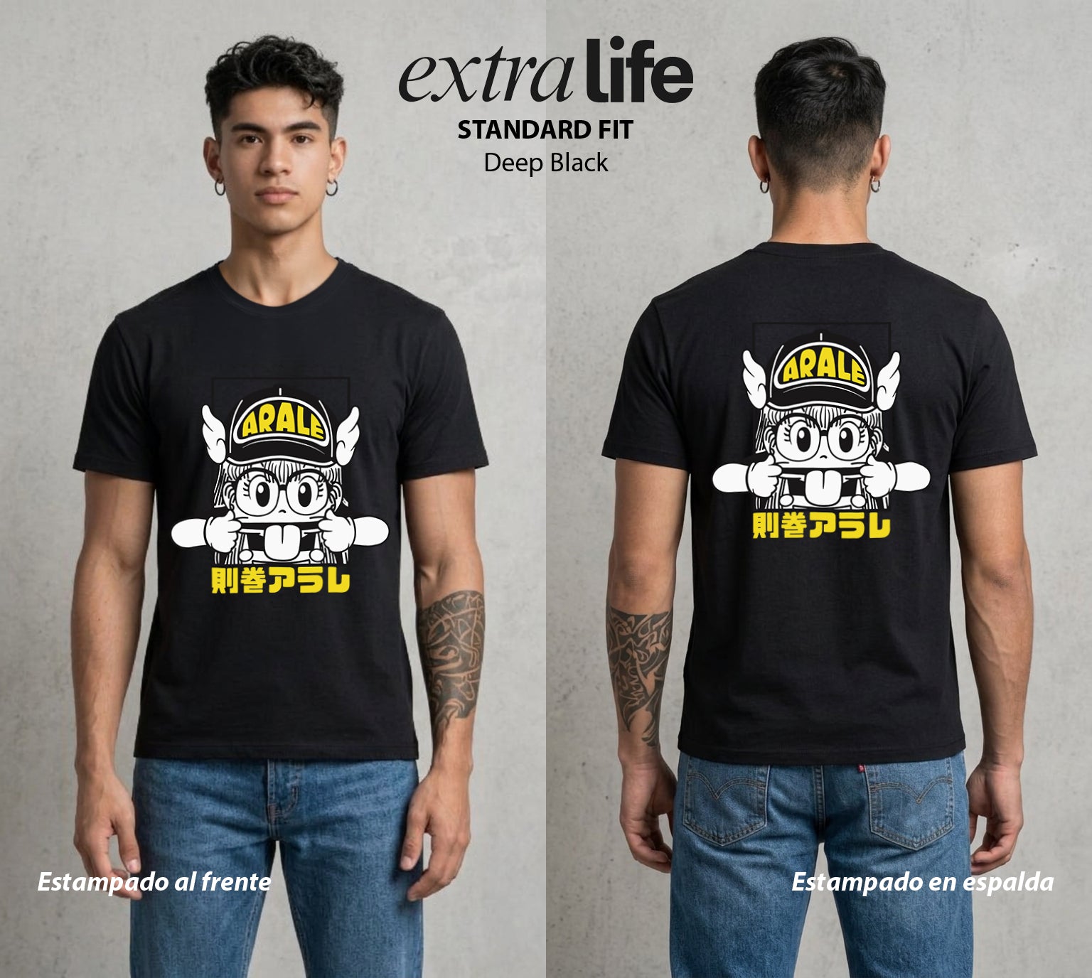 El Laboratorio Loco | La Robotita Traviesa #01340 - Playera Standard Fit | Deep Black - Foto en modelo