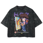 Playera streetwear premium de anime y gaming ExtraLife MX, corte boxy deluxe mineral wash heavyweight en color Acid Wash, moda urbana mexicana de culto.