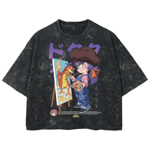 Playera streetwear premium de anime y gaming ExtraLife MX, corte boxy deluxe mineral wash heavyweight en color Acid Wash, moda urbana mexicana de culto.