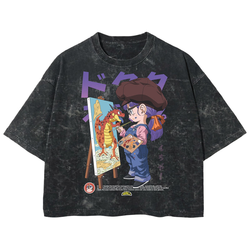 Playera streetwear premium de anime y gaming ExtraLife MX, corte boxy deluxe mineral wash heavyweight en color Acid Wash, moda urbana mexicana de culto.