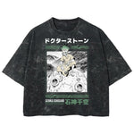 Playera streetwear premium de anime y gaming ExtraLife MX, corte boxy deluxe mineral wash heavyweight en color Acid Wash, moda urbana mexicana de culto.