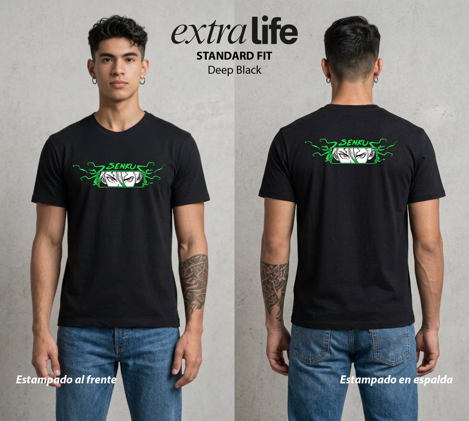 La Civilizacion Renacida | Los Heroes del Futuro #01343 - Playera Standard Fit | Deep Black - Foto en modelo
