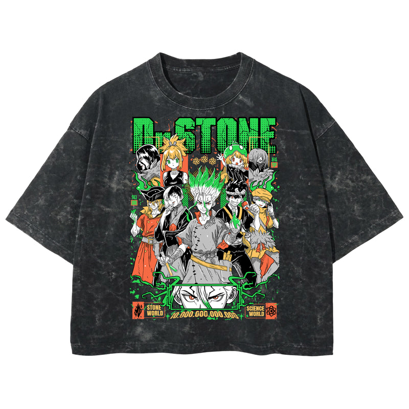 Playera streetwear premium de anime y gaming ExtraLife MX, corte boxy deluxe mineral wash heavyweight en color Acid Wash, moda urbana mexicana de culto.