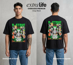 La Civilizacion Renacida | Clase 1-A #01344 - Playera Oversized Premium | Deep Black - Foto en modelo
