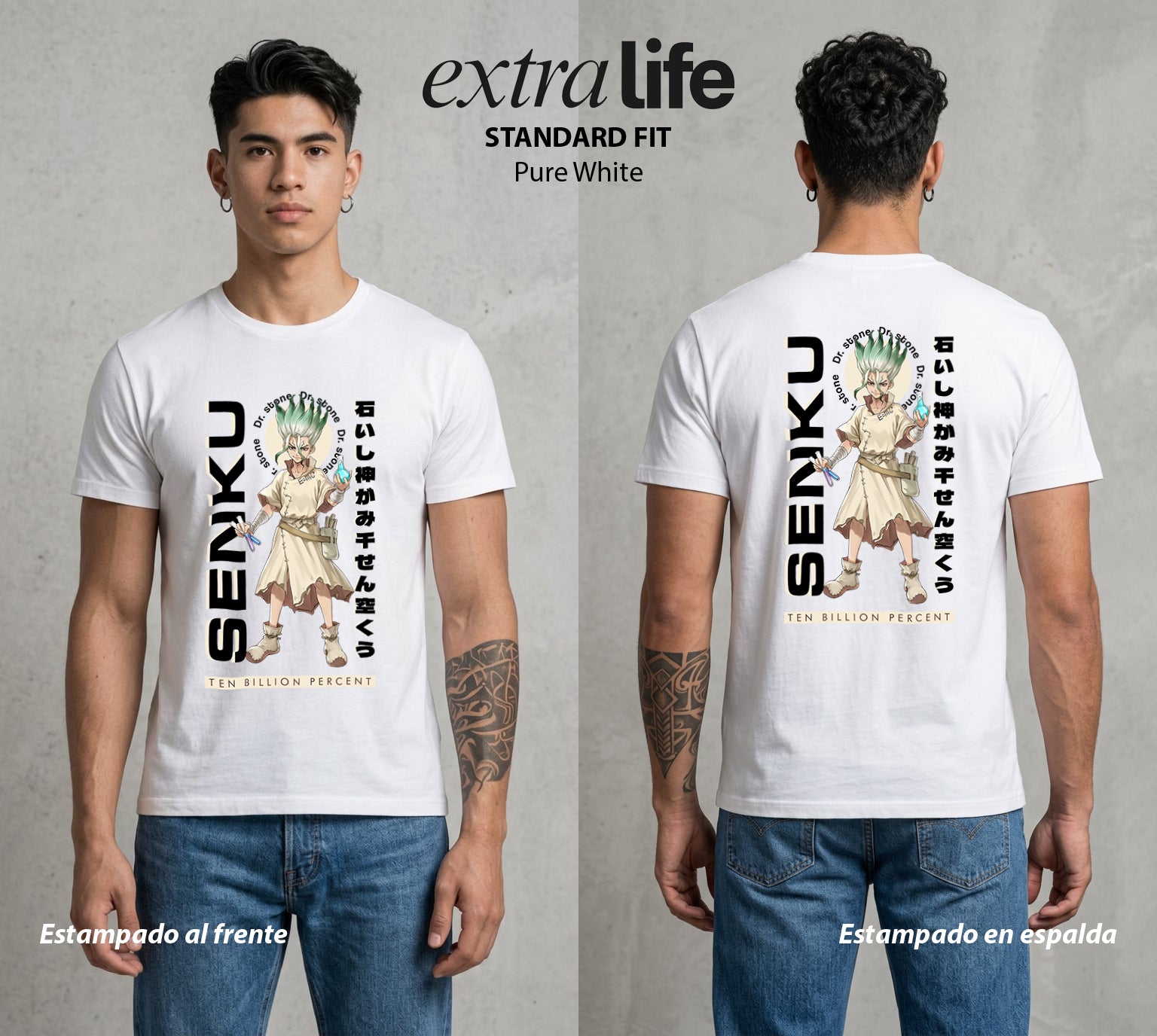 La Civilizacion Renacida | El Cerebro de Piedra #01345 - Playera Standard Fit | Pure White - Foto en modelo