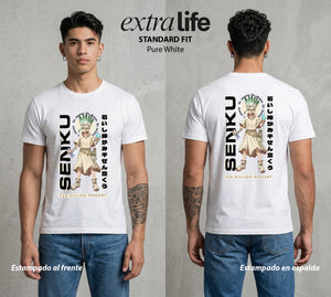 La Civilizacion Renacida | El Cerebro de Piedra #01345 - Playera Standard Fit | Pure White - Foto en modelo
