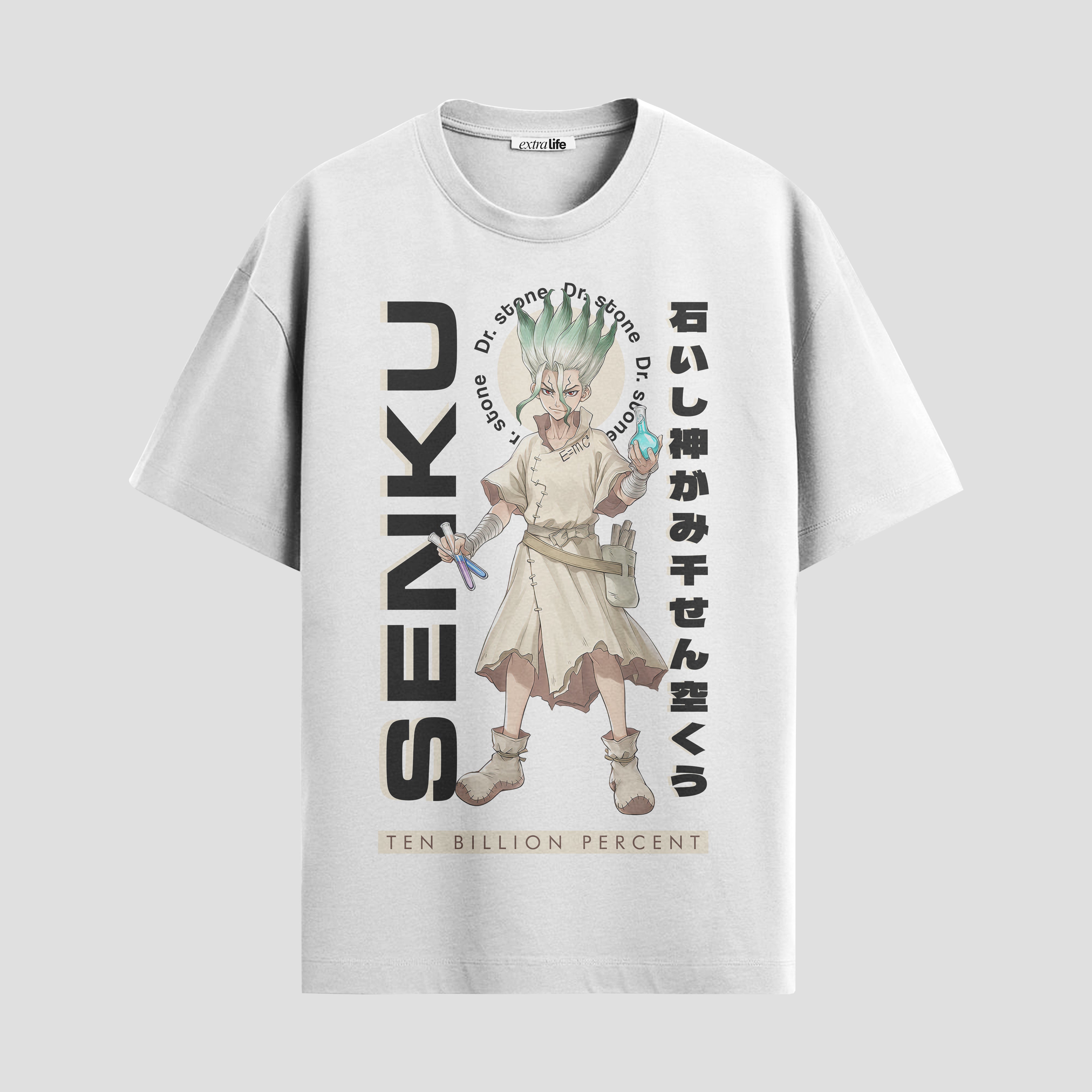 Playera urbana de anime y gaming ExtraLife MX, corte Standard Fit unisex ligero y transpirable en color Deep Black y Pure White, ropa de uso diario para gym y casual.