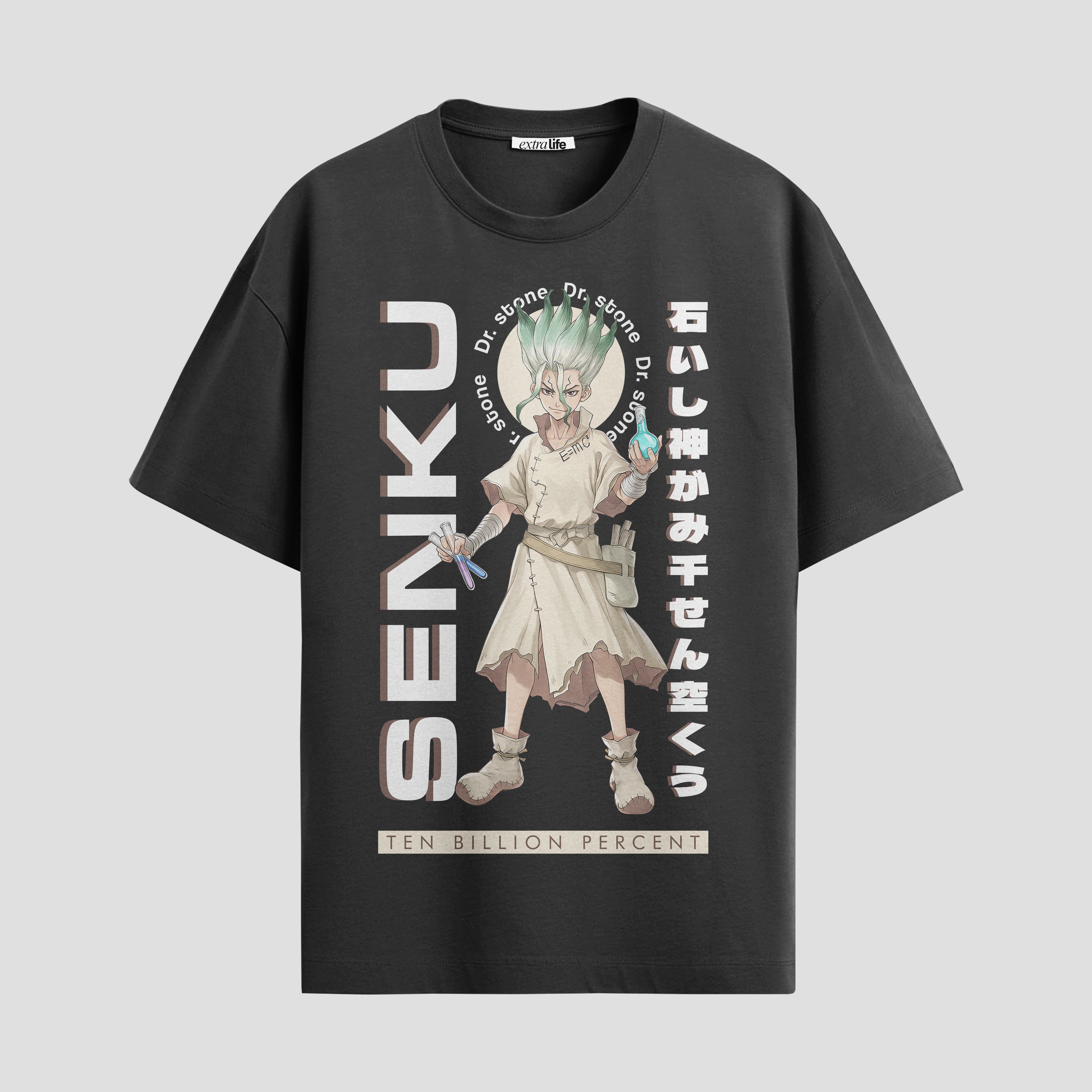 Playera urbana de anime y gaming ExtraLife MX, corte Standard Fit unisex ligero y transpirable en color Deep Black y Pure White, ropa de uso diario para gym y casual.