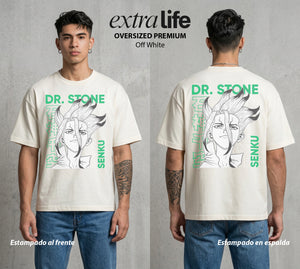 La Civilizacion Renacida | El Genio del Bien #01348 - Playera Oversized Premium | Off White - Foto en modelo