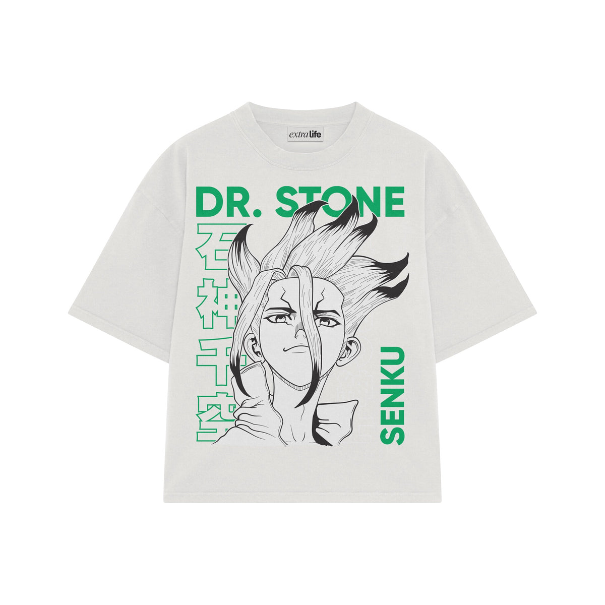 Playera streetwear premium de anime y gaming ExtraLife MX, corte oversized drop shoulder ligero y fresco en color Deep Black y Off-White, moda urbana mexicana de culto.