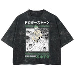 Playera streetwear premium de anime y gaming ExtraLife MX, corte boxy deluxe mineral wash heavyweight en color Acid Wash, moda urbana mexicana de culto.