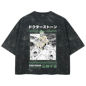 Playera streetwear premium de anime y gaming ExtraLife MX, corte boxy deluxe mineral wash heavyweight en color Acid Wash, moda urbana mexicana de culto.