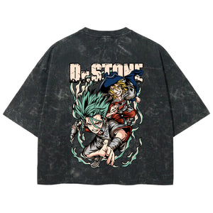 Playera streetwear premium de anime y gaming ExtraLife MX, corte boxy deluxe mineral wash heavyweight en color Acid Wash, moda urbana mexicana de culto.