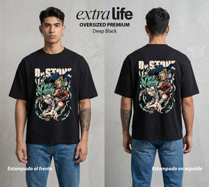 La Civilizacion Renacida | El Cerebro de Piedra #01351 - Playera Oversized Premium | Deep Black - Foto en modelo