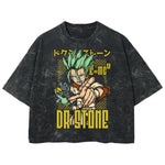 Playera streetwear premium de anime y gaming ExtraLife MX, corte boxy deluxe mineral wash heavyweight en color Acid Wash, moda urbana mexicana de culto.