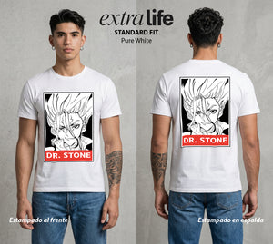 La Civilizacion Renacida | Dr Stone #01353 - Playera Standard Fit | Pure White - Foto en modelo
