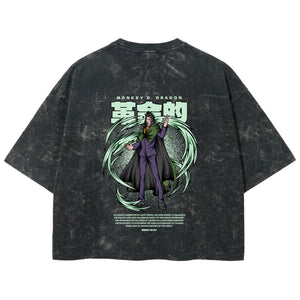 Playera streetwear premium de anime y gaming ExtraLife MX, corte boxy deluxe mineral wash heavyweight en color Acid Wash, moda urbana mexicana de culto.