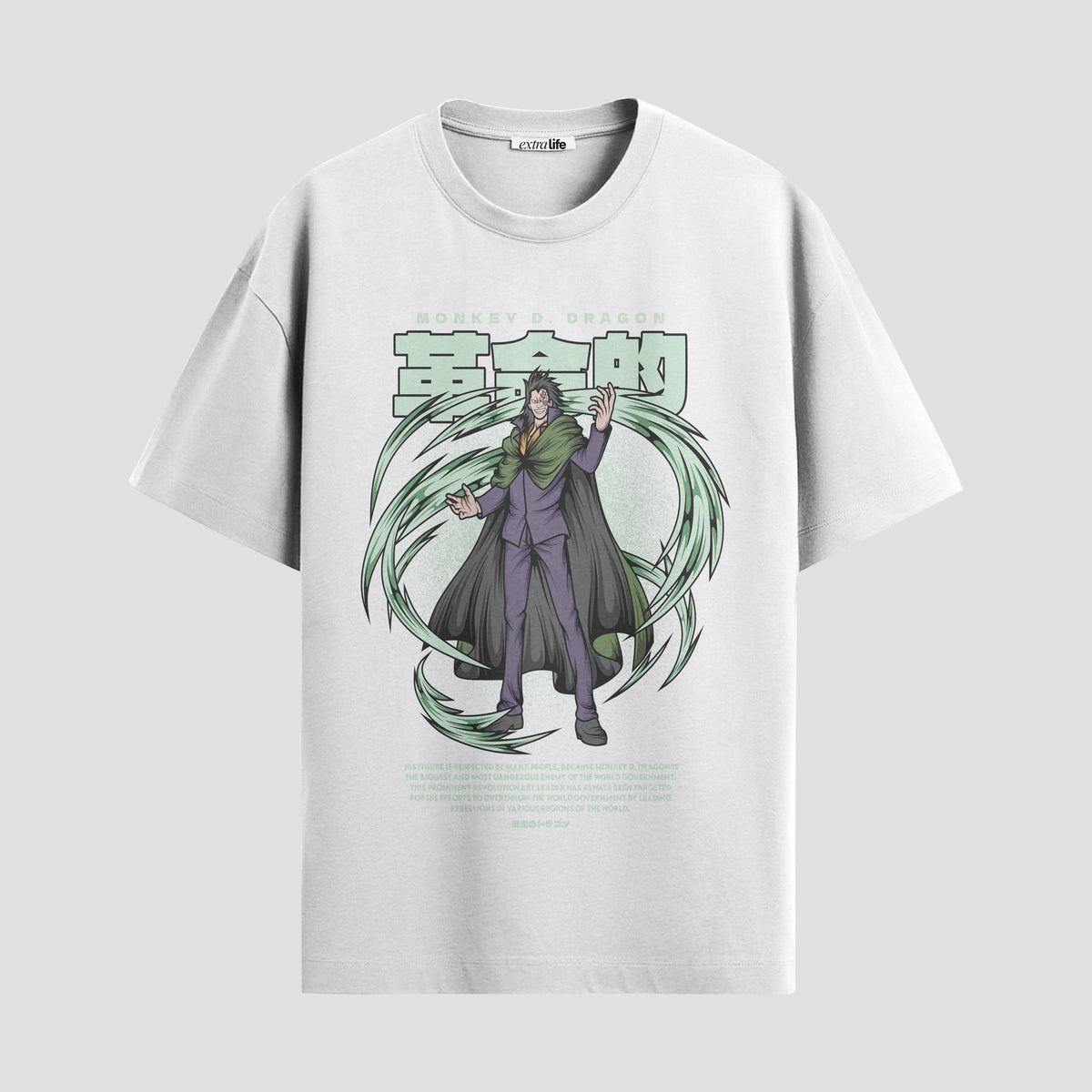 Playera urbana de anime y gaming ExtraLife MX, corte Classic Premium unisex ligero y transpirable en color Deep Black y Pure White, ropa de uso diario para gym y casual.